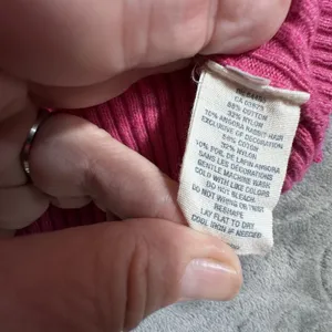 Y2K American Eagle V Neck Fitted Cable Knit Pink Sweater Bella Womens Medium thumbnail 7