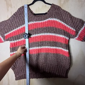 OFFLINE by Aerie Striped Ribbed Knit Crewneck Sweater Women’s Size M Chunky Cozy thumbnail 3
