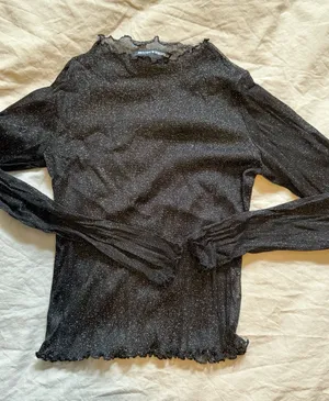 Brandy Melville Black Sparkle Sheer Long Sleeve Top thumbnail 1