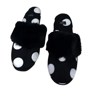 Victoria's Secret Womens Black‎ White Polka Dot Satin Slippers Size S (5-6) thumbnail 3