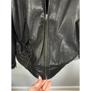Vintage 90s Black Genuine Leather Bomber Jacket Oversized Mens XL thumbnail 10