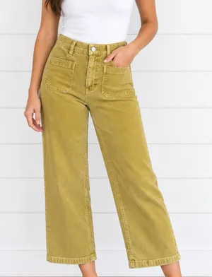 J.Crew Billie crop Demi boot mustard corduroy pant size 28 thumbnail 1