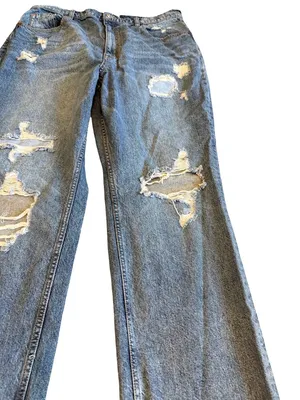 We The Free People Wide Leg Loose Fit Jeans Distressed Crvy Size 35 Women's thumbnail 4