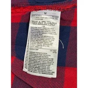 Gap‎ Womens Red Navy Buffalo Plaid Henley Tunic Top Long Sleeve Cotton Blend M thumbnail 6