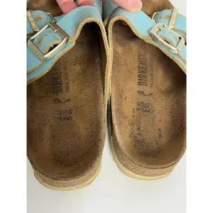 Birkenstock Arizona Washed Metallic Aqua Blue Leather Sandals Size EU 39 US 8 thumbnail 6