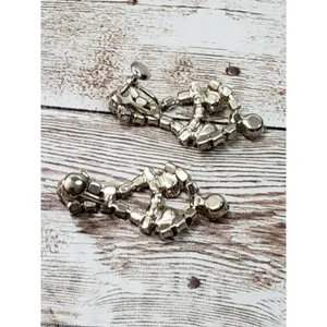 Vintage Screw On Earrings - Dangle Earrings - Clear Gem - 1.75" thumbnail 3