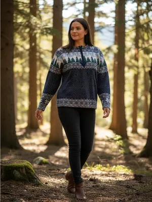 Paris Sport Club Shetland Wool Fair Isle Quarter Zip Sweater Small Nordic Knit thumbnail 5