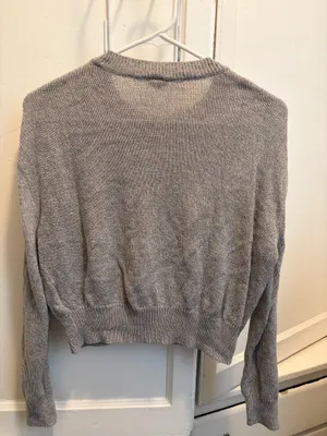 H&M Light Gray Crewneck Knit Sweater XS thumbnail 6