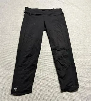 Athleta Black Cropped Active Athletic Leggings with Back Pocket Size XS EUC thumbnail 1