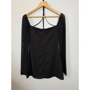 Princess Polly Black Mesh Long Sleeve‎ Bustier Mini Dress US 4 Halter Tie Neck thumbnail 3