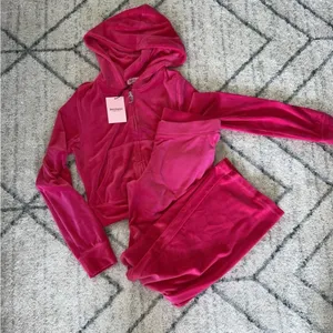 Juicy Couture bling velour Tracksuit Set Vixen Pink (hot pink shade) thumbnail 2