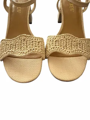 NWOB J.CREW FACTORY Woven Raffia Heeled Sandals Cream 6 thumbnail 4
