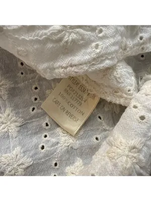 Mod Goddess White Floral Eyelet Blouse Medium Boho thumbnail 9