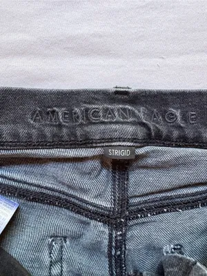 American Eagle Strigid Black High Rise Wide Leg Jeans Size 6 Regular thumbnail 3
