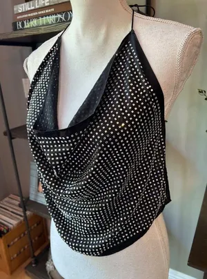 For Love & Lemons After Dark Halter Top Black Womens One Size thumbnail 7