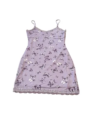 Purple Butterfly Print Babydoll Mini Slip Dress Lace Trim Y2K Fairycore Coquette thumbnail 3
