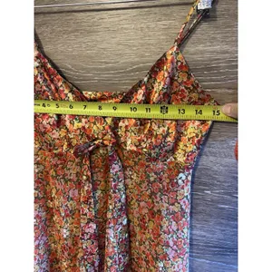 Victoria’s Secret Orange Yellow Floral Slip Dress Size XS Bow Straps Sexy Sheer thumbnail 4