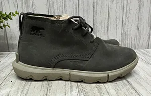 Womens Size 8 SOREL Gray Waterproof Lace-Up Faux Fur Lined Bootie EU39 UK6 thumbnail 1