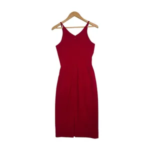 Dress The Population Midi Dress Womens Small Red Sleeveless V Neck Cocktail Sexy thumbnail 2