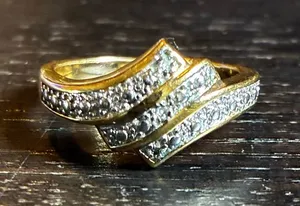 Sparkling Pave Stone Bypass Ring, Gold Tone Finish Size 8 thumbnail 1