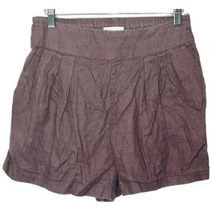 Abercrombie & Fitch Brown Linen Pleated High Rise High Waisted Shorts Size Small thumbnail 1