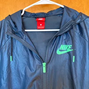 Nike Windrunner Hooded Lightweight Jacket‎ Navy Green Womens Size L 804947 thumbnail 6
