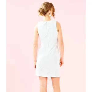 Lilly Pulitzer Kiera Shift Dress White Lace Pearl Ruffle Bride‎ Preppy Womens 0 thumbnail 2