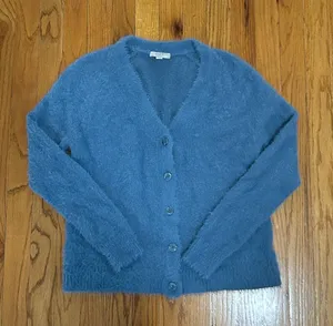 LOFT Soft Fuzzy Cardigan - Dusty Blue thumbnail 1