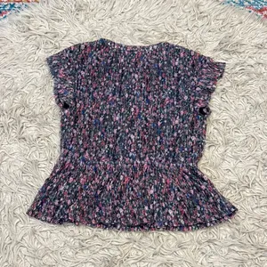 Anthropologie "Dionne" metallic floral blouse size small thumbnail 5