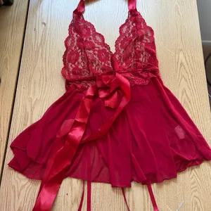 Women's Elegant Lacey Burgundy/Red Lingerie Babydoll w/Garters size Medium/Large thumbnail 7