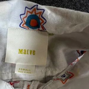 Maeve Anthropologie Celestial Print Cotton Bell Sleeve Blouse White Multi XS thumbnail 3