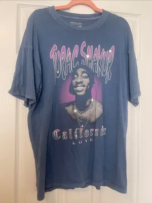 American Eagle Outfitters Blue Tupac California Love Graphic Tee thumbnail 1