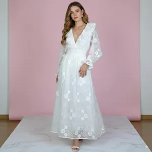 Elliatt Delphi Embroidered Lace Midi Dress in White Bridal Wedding Ready thumbnail 2