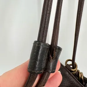 Stone Mountain Dark‎ Chocolate Brown Pebbled Leather Brass Grommet Bucket Bag thumbnail 13