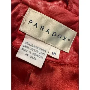 Vintage Paradox Red Genuine Leather Moto‎ Jacket Full Zip Size 16 RN 41488 thumbnail 6