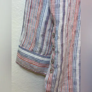 Maeve Anthropologie Breckenridge Striped‎ Polka Dot Button Boho Shirt Size S thumbnail 12