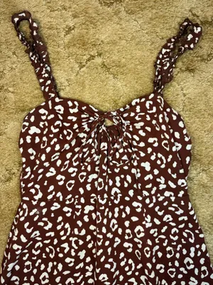 Cotton Candy LA Brown Leopard Print Mini Dress Medium Ruffle Strap thumbnail 3