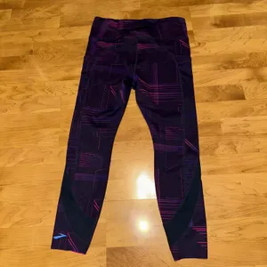 Brooks Women's Running Leggings Purple Geometric Activewear Size L No drawstring thumbnail 4