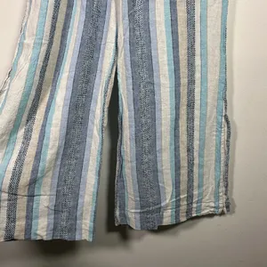Indigo‎ Rein Blue Striped Linen Blend Wide Leg Paperbag Waist Pants Womens Small thumbnail 7