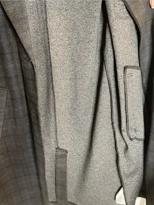 Joie Gray Plaid Long Single-Breasted Trench Coat Notched Lapel Size XS thumbnail 6