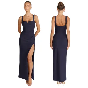 Showpo. Thelma Square Neck Bodycon Maxi Dress in Navy size 2 NWT thumbnail 2