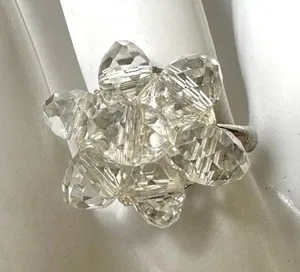 Clear beaded cluster ring Silver thumbnail 1