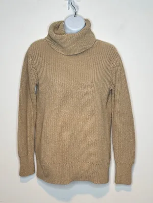 Abercrombie & Fitch Women’s Turtleneck Sweater XS Beige Ribbed Knit Cotton Blend thumbnail 1
