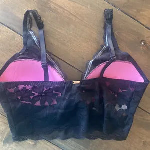 Pink Victoria’s Secret black lace‎ lightly lined bra size S NEW thumbnail 4