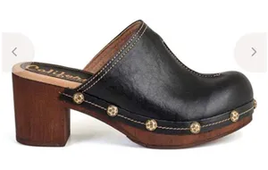 Black Leather Clogs Size 8 thumbnail 1