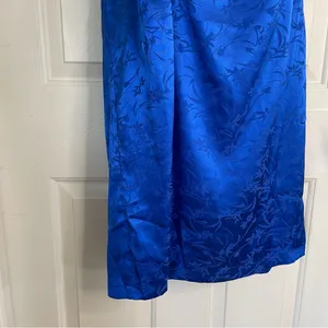 Lulu's Blue Satin Spaghetti Straps V-Neck Dress Size XL glam coquette rave chic thumbnail 3