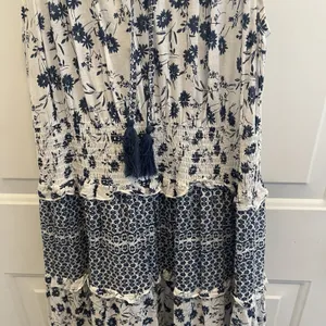 Keren Hart Tiered Maxi Dress Floral Sleeveless Boho Women's L‎ Cottage Beach thumbnail 3