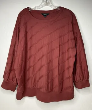 Simply Vera Top Women's Size XL Velvet Mauve Textured Career Sweatshirt‎ Comfort thumbnail 1