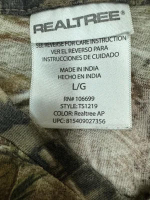 Realtree Camouflage Short Sleeve V-Neck T-Shirt Size Large thumbnail 4