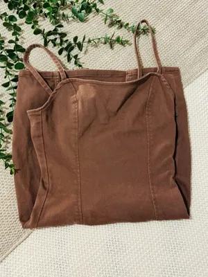 H&M Divided Brown Denim Cami Mini Dress - Size XS (US 2) thumbnail 3